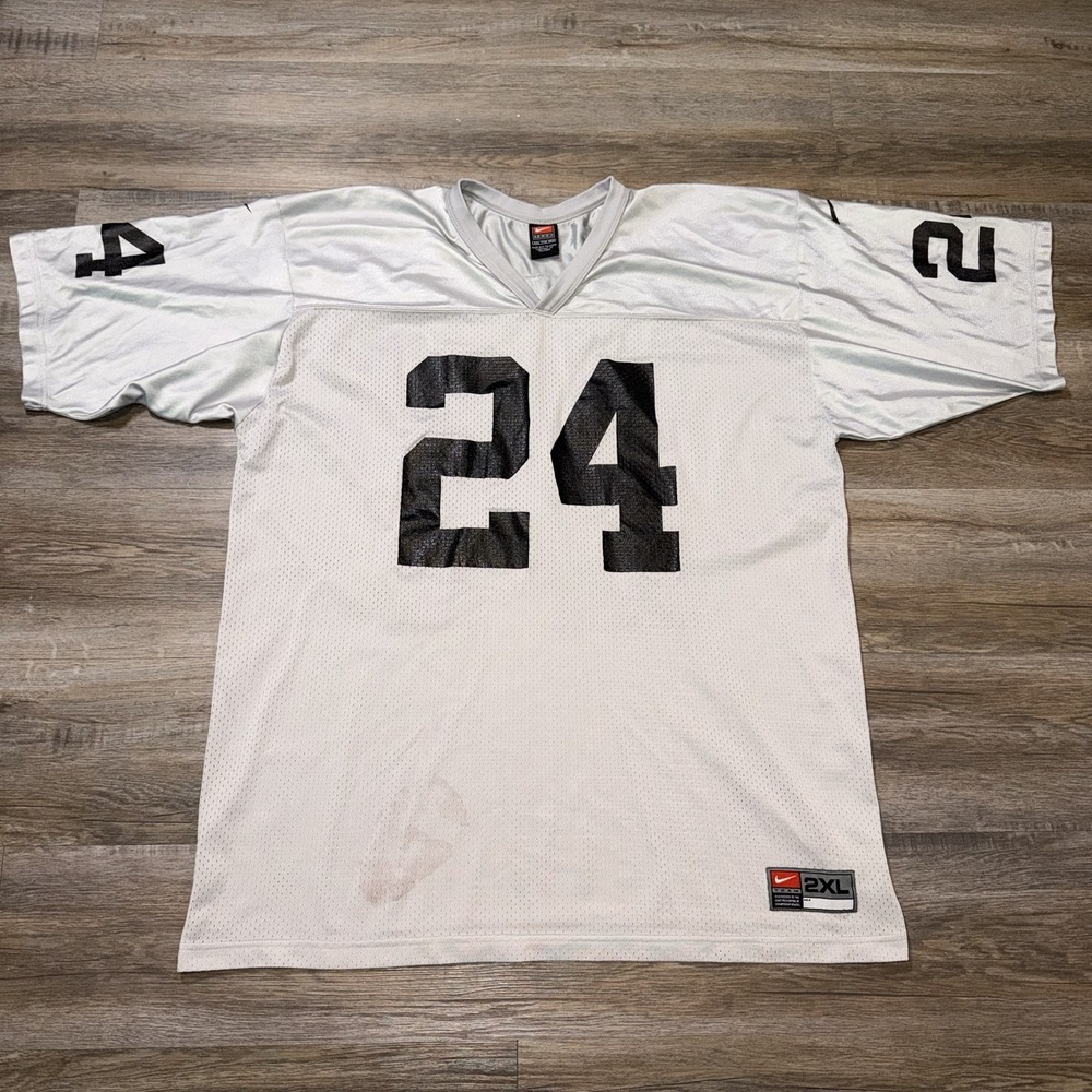 VTG Nike 1990s Charles Woodson #24 Jersey Mens 2XL Oakland Raiders Black Silver